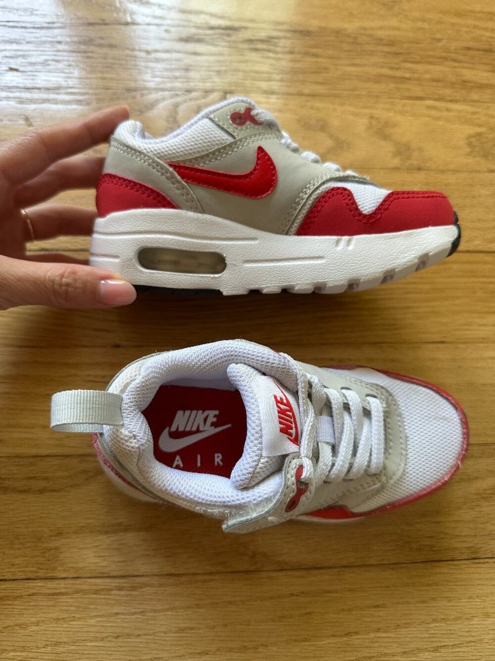 Nike Air Max 1 Toddler Sneakers Size 8C White/Red UNISEX